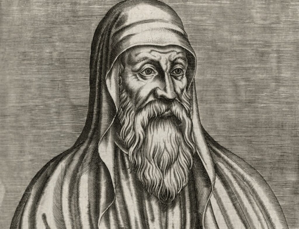 Portrait of Origen of Alexandria, early Christian theologian connected with the teaching of apokatastasis.